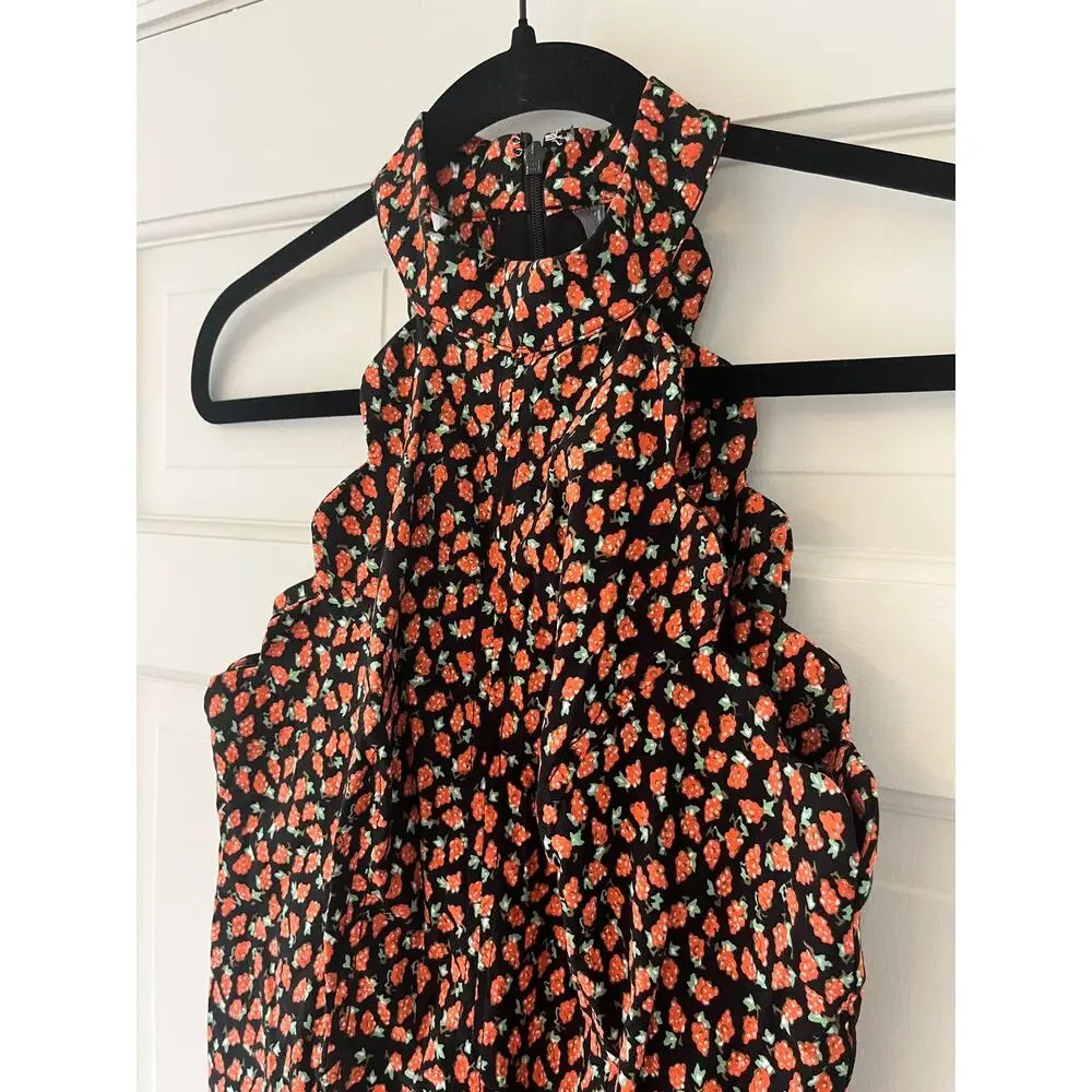 By Anthropologie Strawberry Scallop Halter Magic Fabric Romper US 0 UK 4 🍓 - Picture 4 of 10
